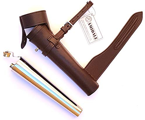 Amidale SADDLE HIP FLASK STAINLESS STEEL BATON FLASK WITH LEATHER CASE FOX HUNTING BNWT BROWN LEATHER