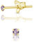 Pendientes Violeta Mujer - Pendientes Morados Plata de Ley 925 Chapados Oro con Cristales Swarovski 2 mm - Pendientes Mujer Oro - Pendientes Morado Fiesta - Aretes de Oro Bebe - Pendientes Brillantes
