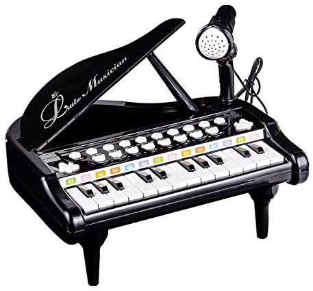 Baby Klavier Spielzeug für Kleinkind - Alter 1 2 3 4 5 Jahre alt Mädchen Jungen Geburtstagsgeschenk Schwarz Klavier Spielzeug Kleinkind Tastatur mit Mikrofon und 24 Tasten