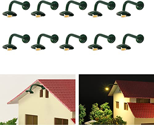 Evemodel 10Stk Modellbahn Led Laternenlampen Wandleuchten Spur H0 12V (warm weiß)