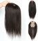 Seidenbasis Glatt Echthaar Crown Topper Haarteil Clip in unsichtbare Haartopper Toupet für Frauen, 12 Dunkelbraun