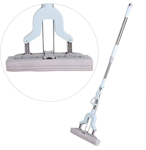 Sponge Mop,Wet and Dry Magic Mop with Super Absorbent Sponge Heads,Floor Mop with Telescopic Stainless Steel Handle,Self Wringing Floor Mop for Hardwood,Marble,Tiles,Cleaning Tool for Kitchen Bathroom