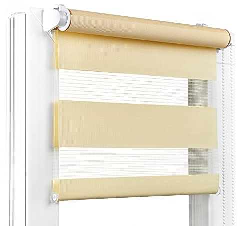 Fenster DEKOR - Rollos für Fenster Pfirsichgelb - Klemmfix Rollo ohne Bohren 230 x 90 cm - Doppelrollo mit einer breiten Auswahl an Größen und Farben - Blickdichte Rollos, einfach zu montieren