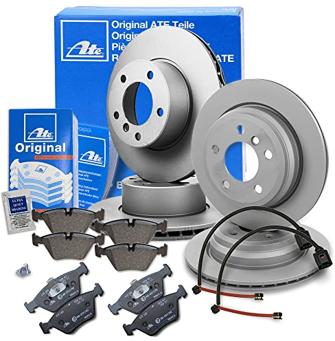 ATE Bremsenset inkl. Bremsscheiben vorne Ø 300 mm + hinten Ø 300 mm und Bremsbeläge vorne + hinten und Verschleißkontakt Kompatibel mit BMW 3er, 4er