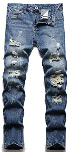 AITITIA Herren Jeans mit Ripped Regular Fit, 50