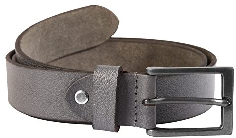LEONARDO VERRELLI Unisex-Gürtel Leder kürzbar 80-140 cm 3100085-88 (grau, Bundweite: 80 cm - Gesamtlänge: 95 cm)
