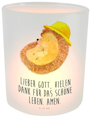 Mr. & Mrs. Panda Deko Windlicht Igel Beten - Geschenk, Windlicht Glas, lustige Sprüche, Leben, Windlicht Zur Hochzeit, Teelichthalter, Tiere,