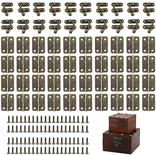20 Stücke Latch Hook Hasp, 40 Stück Scharniere, Mit Schrauben, Antike Verschlüsse, Eisen Vorhängeschloss Hasp, für Retro Handwerk, Wie Retro Holzkisten, Geschenkkisten, Weinkisten, Werkzeugkisten