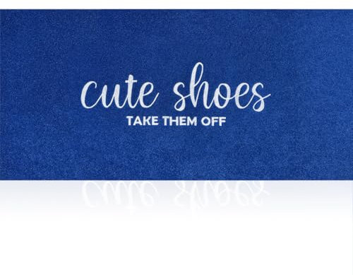 Entry Door Mat for Entryway Cute Shoes Take Them Off Sign Welcome Mats for Front Doormat Funny Inside Doormats for Home Entrance House Rustic Farmhouse Floor Mats 47 x 18 Blue