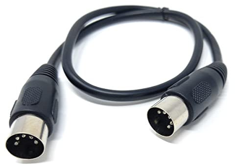DRUT 50cm short 5 Pin MIDI Male to Male DIN Plug Audio Cable for Music Instruments 1,6ft Black
