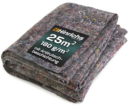 Hinrichs Malervlies 25m² 180g/m² - 5 Zuschnitte je 1x5m Maler-Abdeckvlies mit Anti-Rutsch Beschichtung - Abdeckfliesse für Boden - Allzweckvlies als Schutz für Boden, Treppen & Möbel