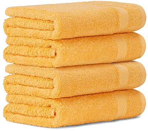 Luckytowel Handtücher Set 50x100 cm 100% Baumwolle, Handtuch-Set 4er Pack Gelb
