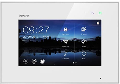 Nonic Zusatzmonitor für Balter EVO Video-Türsprechanlagen ✓ Touchscreen 7 Zoll Monitor ✓ 2-Draht Bus Plexiglas Interkom SD Slot Weiss