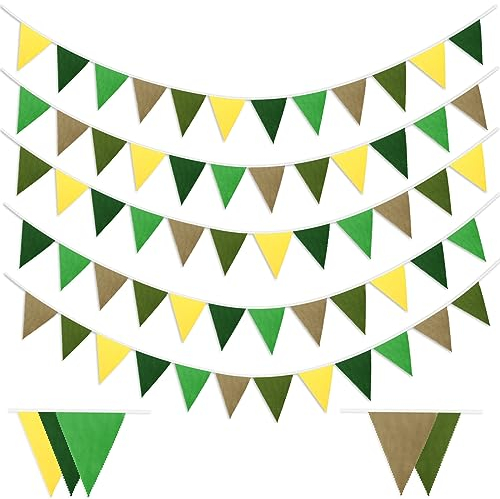 Laipuke Stoff Wimpelkette Grün Farbverlauf, 10m Girlande mit 40 Wimpeln für Hochzeiten, Kinderzimmer, Geburtstage & Partys