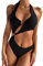 KBRPEY Damen Bikini Set High Waist Schwimmanzug Trendy Sexy Bademode Geteilter Badeanzug mit Bandage Einteiliger Badeanzug Triangel Bikini Swimsuit Beachwear (Schwarz S)