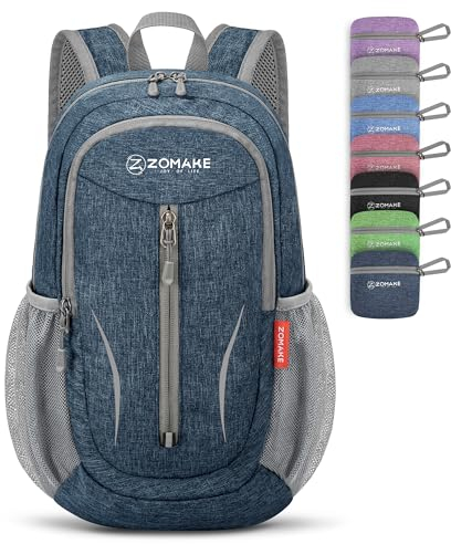 ZOMAKE Kleiner Leichter Rucksäcke 10L Mini Rucksack Faltbar für Wandern Reisen und Städtetrips,Day Bag für Frauen Herren Kinder und Jugendliche(Saphirblau)