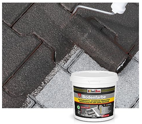 Isolbau Bodenfarbe - 7 kg - Boden- und Betonfarbe für Keller. Garage. Werkstatt - Wasserfeste Bodenbeschichtung für innen & außen - Schwarz (RAL)
