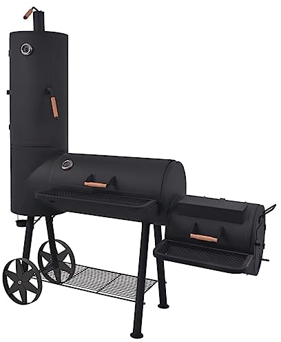 BBQ Holzkohle Smoker mit Bodenablage Schwarz Heavy XXL Artikelfarbe Schwarz
