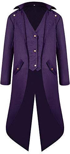 JMEDIC Giubbotto Marca Frac Giacca Cappotto gotico Cappotto uniforme Costume Praty Outwear Giacca Offerta Piumino 100 Grammi (Purple, S)