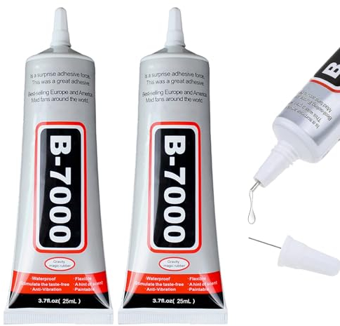 B7000 Glue - Multi Functional Glue Transparent Paste Adhesive - Super Glue for Jewelry Metal Stone Glass Wood Fabric (25mL, 2Pcs)