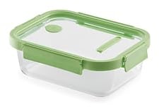 Lékué Recipiente hermético de vidrio para conservar alimentos nevera y/o congelador 1520 ml, rectangular