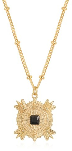 LADYGD Goldkette für Damen, trendig, 14 Karat vergoldet, Zirkonia, Hamsa-Münzauge, Anhänger, Halskette, handgefertigt, Schutz, Goldschmuck, Geschenke