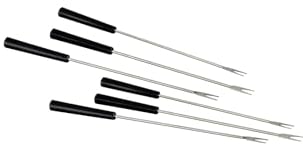 Unold 4874609 6x Fondue Gabeln-Set aus rostfreiem Edelstahl, Fonduebesteck, Fonduespieße mit Kunststoffgriff kompatibel mit 48746 Asia-Fondue