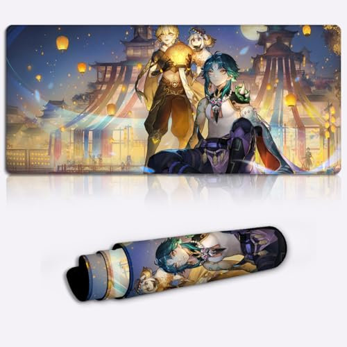 Keyboard Pad Desk Pad Genshin Impact Xiao Large Desk Pad (23.6x13.8X 0.12 inches Large Gaming Mouse Mat Pad Waterproof Desk Pads with Non-Slip Base