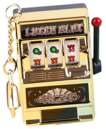 LOVIVER Machine à sous avec porte-clés à rotative, porte-clés de jeux amusants pour hommes et enfants, Doré