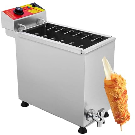 Kindevieft Electric Corn Dog Fryer, Automatic Corn Dog Maker Machine, Corndog Maker Machine, Commercial Deep Fryer for Corn Dogs, 50℃-200℃ Adjustable Temperature