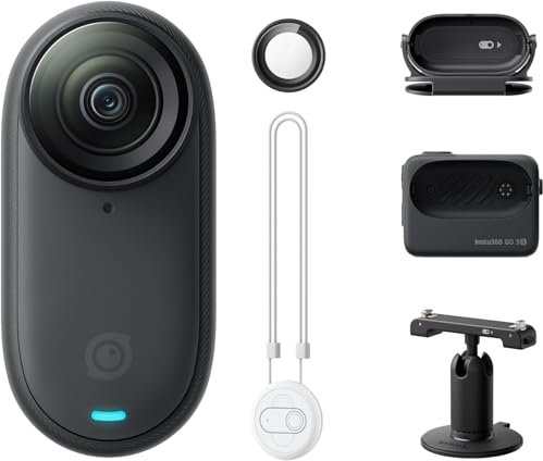 Insta360 GO 3S 64GB Midnight Black - 4K Tiny Portable Vlogging Camera, Hands-Free POVs, Mount Anywhere, Stabilization, 140 Min Battery Life, 10m Waterproof, AI Editing, Black, For Vlog, Travel