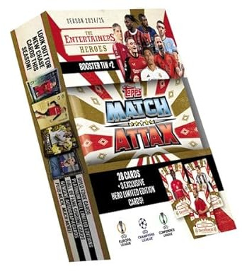 Topps Champions League Match Attax Saison 2024/25 – 1x The Entertainers Booster Tin #2 - Heroes (28 Cards + 3 Exclusive Limited Edition Cards)
