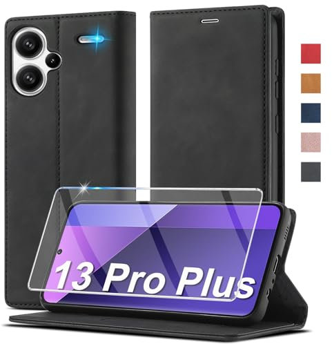 Ailicici para Xiaomi Redmi Note 13 Pro Plus 5G funda de piel [con protector de pantalla] funda para Redmi Note 13 Pro Plus funda de piel plegable con tapa billetera funda plegable para Note 13 Pro