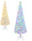 GYMAX 5FT/6FT Pre-lit Fiber Optic Christmas Tree, White Slim Pencil Xmas Tree with LED Lights, 7 Lighting Modes, 4-Level Speed, Timer, Remote Control, Xmas Decor for Home Office Party (180cm)