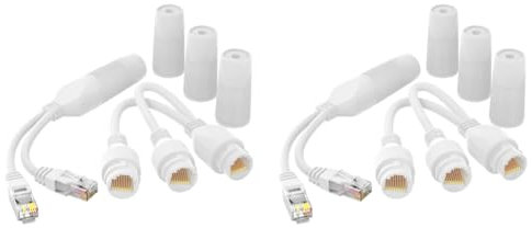 LYEAA Waterproof Ethernet PoE Splitter Adapter for IP Cameras RJ45 Converter Kit Network cable splitter 1 to 2 adapter