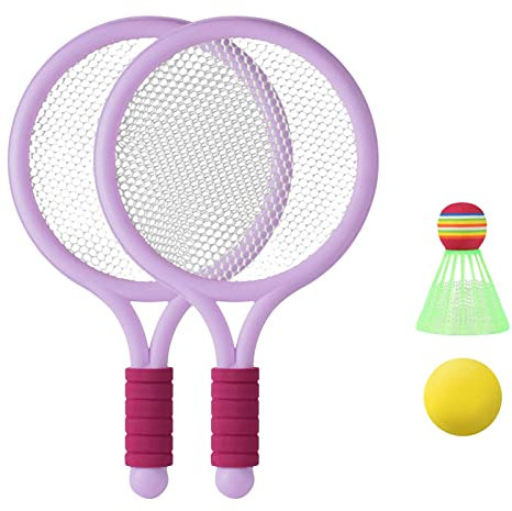 Durable Raquette de badminton pour enfant pour entraînement débutant Violet 39 x 23,5 cm