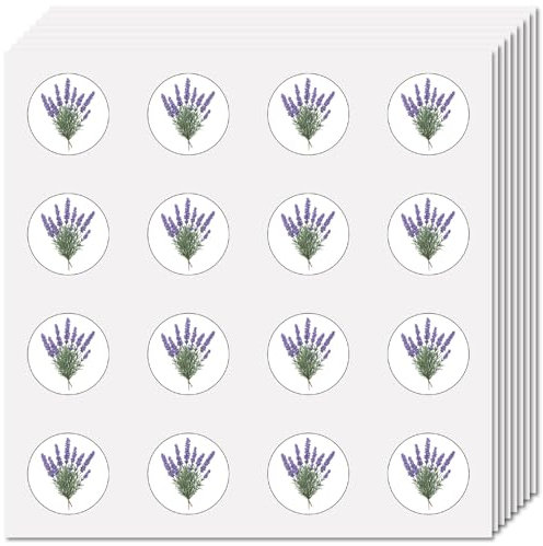 CREATCABIN 128 Stück Kleine Lavendelaufkleber Lila Planeraufkleber Aufkleber Selbstklebend Kunststoff Wasserdicht Runde Punktblumenaufkleber Für Scrapbooking Briefumschläge Kalender Tagebücher 2.5cm