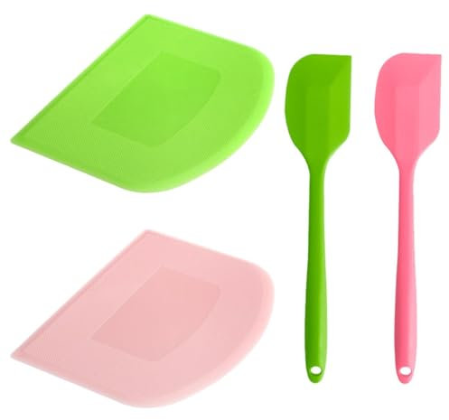 4 Pezzi Spatole in Silicone, Spatola da Cucina, Spatola per Dolci, per Cottura e Miscelazione, Resistenti al Calore, Padella Antiaderente (verde/rosa)