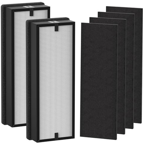 HFD300 Replacement Filter Compatible with Honeywell Air Genius 3,4,5,6 Series Air Cleaner Purifiers Models HFD300 HFD310, HFD320, HFD360, HFD314, HFD323CV1, 2 x HEPA & 4 x Activated Carbon Filter
