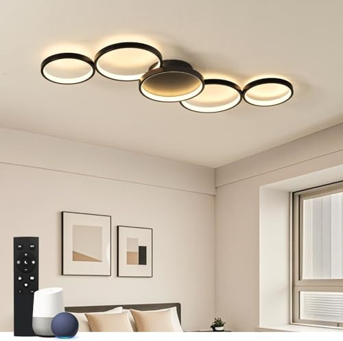 CURBEL LED Deckenleuchte Dimmbar mit Fernbedienung - Modernes Design Deckenlampe, 50W 6000LM, 3000K-6500K Farbtemperatur, Kompatibel mit Alexa & Google Assistant, für Wohnzimmer & Schlafzimmer