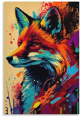 LMYmoney Fuchs-PopArt-Tier-Wandbilder für Wohnzimmer, Leinwanddrucke für rustikale Bauernhaus-Badezimmer-Deko, 30 x 45 cm