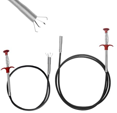 Hevysuo 2 Pieza Para Garras Flexibles 90cm/200cm,Herramienta de Dragado Tubería,Acero Inoxidable Serpientes de Drenaje para Fregadero de Cocina,Baño