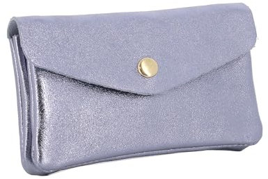 Double Tree - Porte-Monnaie Cartes Cuir Véritable Irisé Femme - Portefeuille Enveloppe Multifonctionnel À Rabat - Format Court Ou Mi-Long - Pratique Léger - Or Rosé Mi-Long