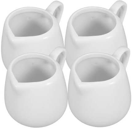 HOLIDYOYO Mini Pichets à Crème En Porcelaine Blanche 50 Ml Avec Poignée Bec Verseur Anti-goutte Accessoires De Table Polyvalents Pour Sauces Et Lait Lot De 4 Cuisine Et Service
