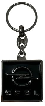4R Quattroerre.it Schlüsselanhänger kompatibel mit Opel aus Metall, robust und langlebig, mit Ringverschluss, ideal als Geschenk, 90 x 35 mm, Schwarz, 90 x 35 mm