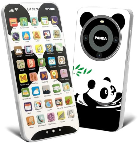 Bambebe Téléphone Jouet Bébé Rechargeable 12-18 Mois, Jouet Musical Interactif avec Sons et Lumières, Jouet Éducatif pour Filles Garçons 1 an, Idée Cadeau Bébé (Anglais Version)