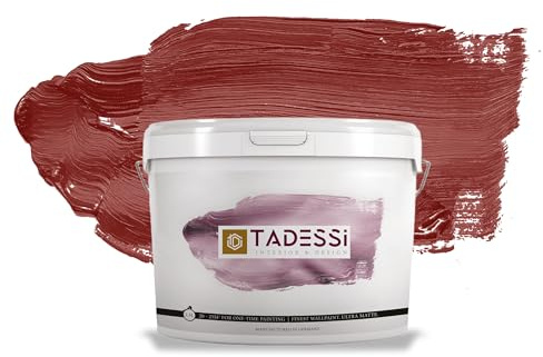 TADESSI Color Vista Wandfarbe Rot - Weinrot - Matte Dispersionsfarbe - Hochwertige Innenfarbe für Wand und Decke - 2.5 Liter