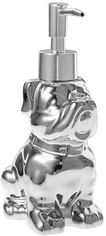 Homoyoyo Keramik Seifenspender 280 ml mit Goldbeschichtung Hundemotiv Manuelle Lotionpumpe für Shampoo Duschgel Handcreme Nachfüllbarer Badspender für Haushalt Hotel