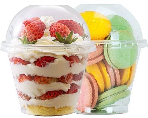 Artsotroly 9 oz Clear Plastic Cups with Lids - 25 Sets Dessert Cups with Dome Lid (NO Hole), Disposable Party Cup for Fruit/Ice Cream/Cupcake/Iced Cold Drinks