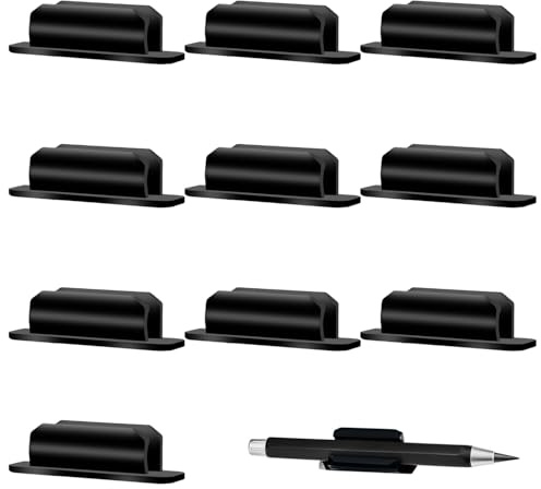 10 Pack Adhesive Pen Holder Silicone for Clipboard School Desk Accessories | Wall Mounted Pencil Holder Silicone Pen Clip Pen Holder for desk Marker Holder Organizer for Classroom Teacher Supplies
